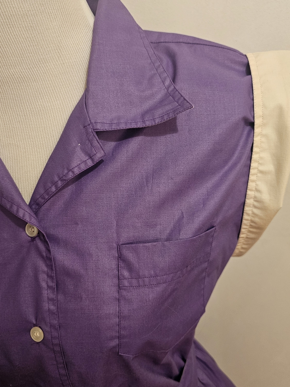 Vintage Button-Front Fit & Flare Day Dress - Purple - Picture 5 of 10